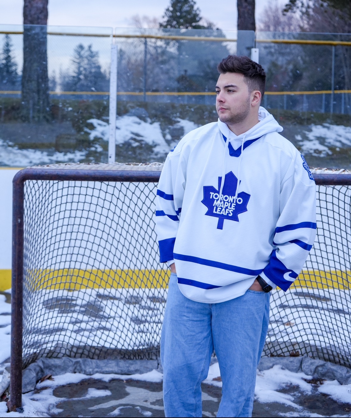 Nicholas Petrungaro in a Toronto Maple Leafs jersey